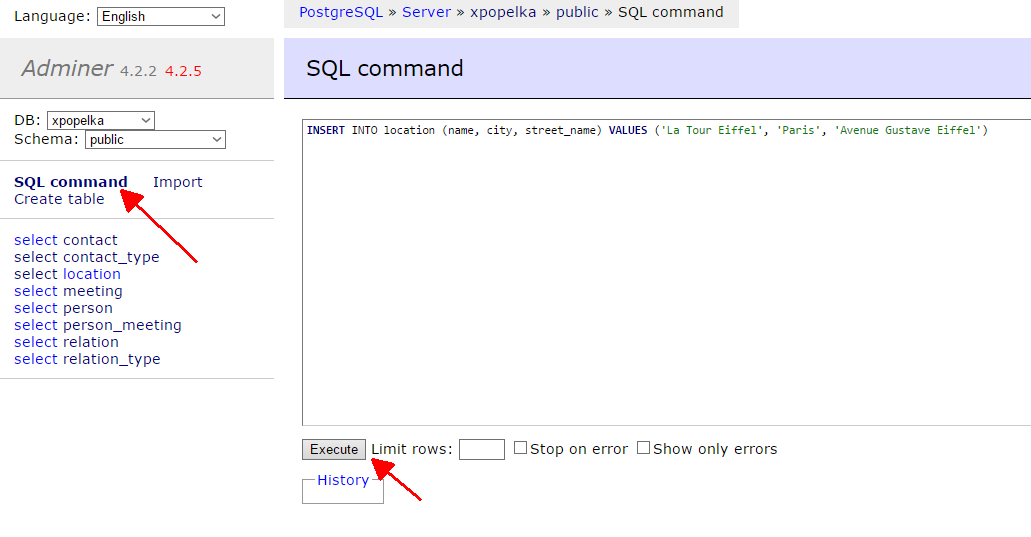 Screenshot -- Run SQL query